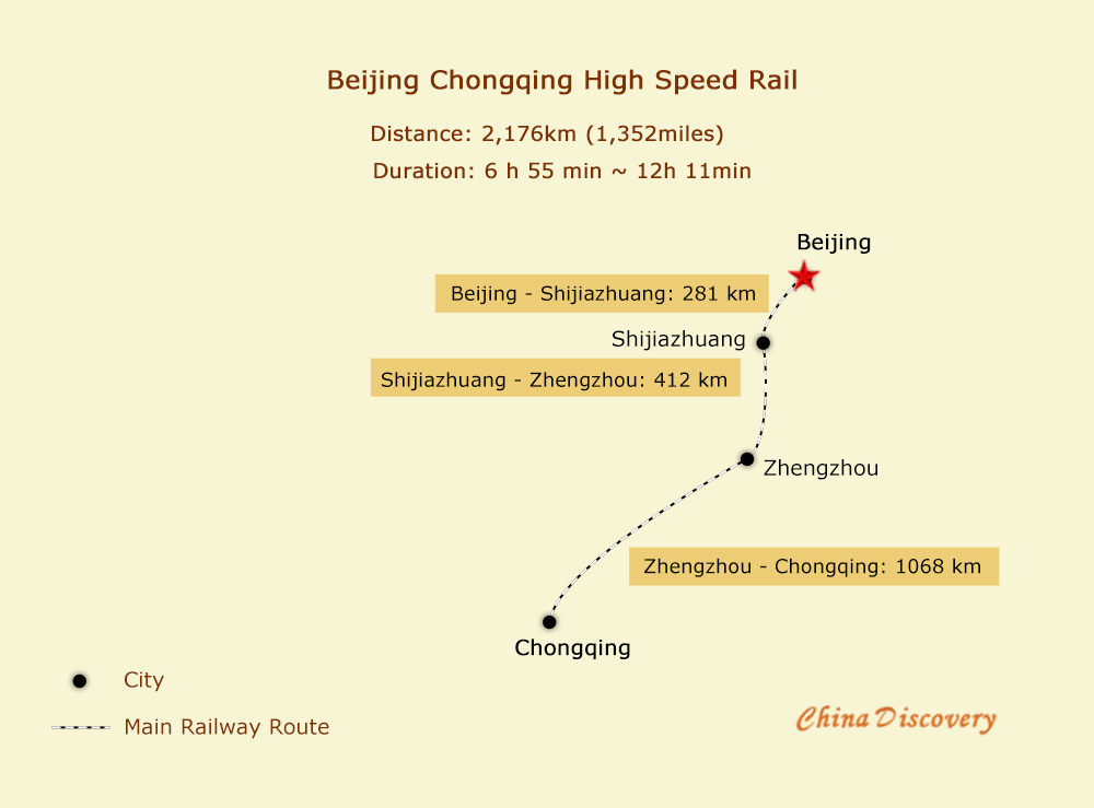 Beijing Chongqing High Speed Train Route Map