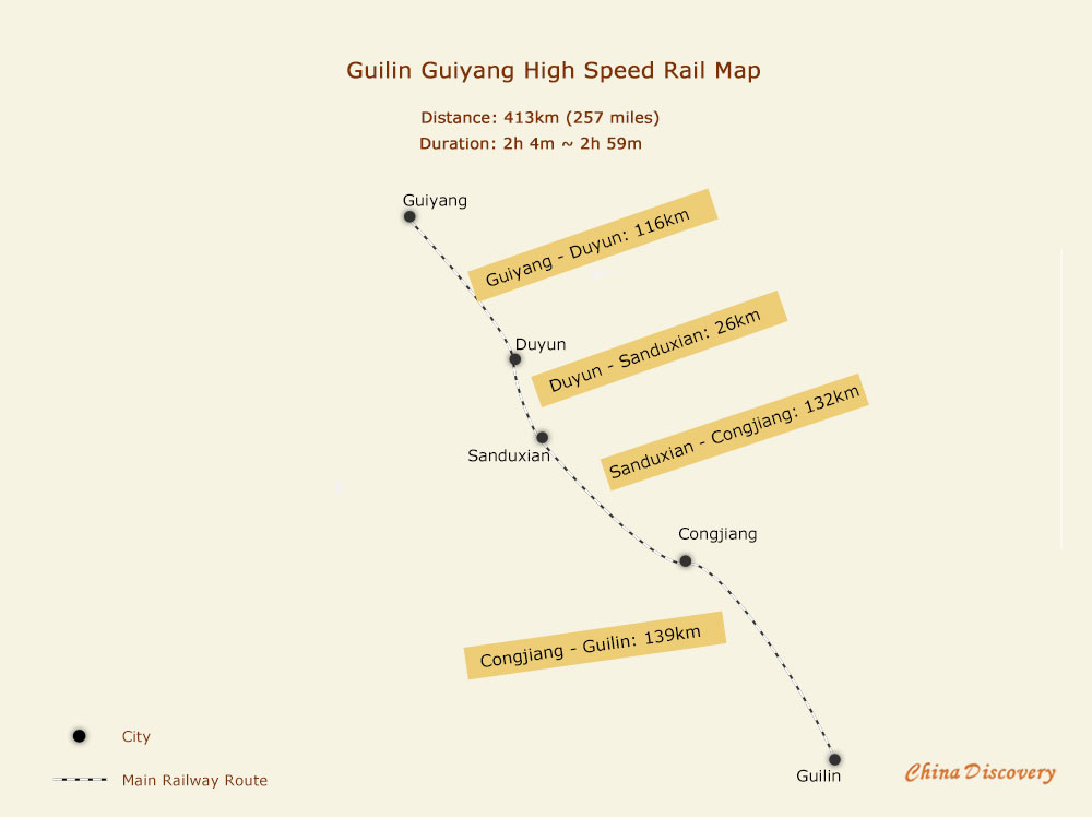 Guilin Guiyang High Speed Train Route Map