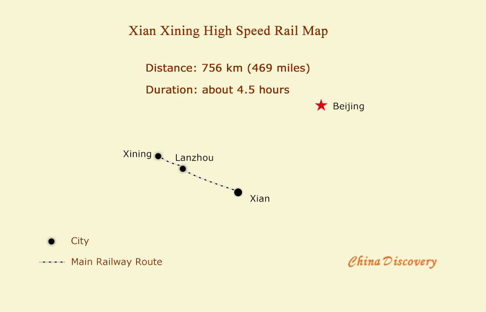 Xian Xining High Speed Rail Map