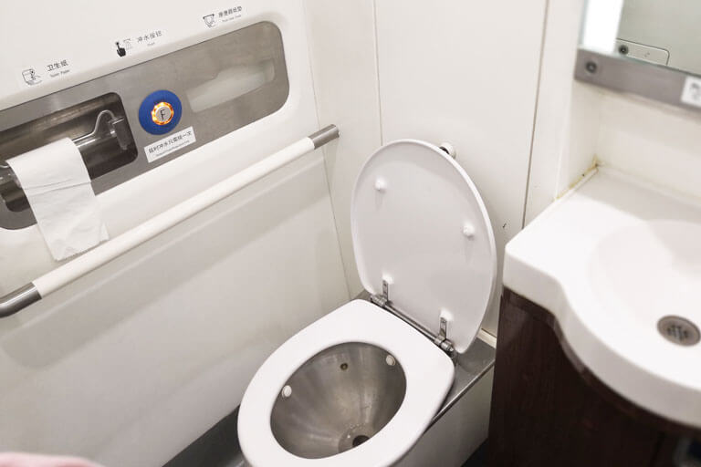 China Bullet Train Second Class Seat - Toilet Onboard Train