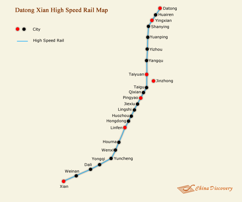 Datong Xian High Speed Rail Map