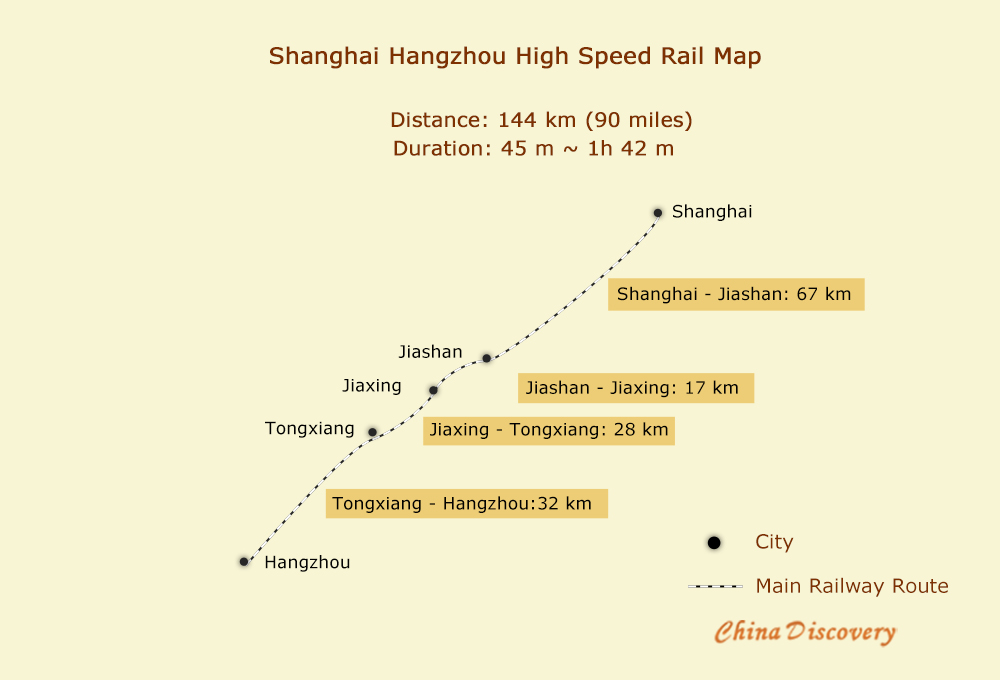 Shanghai Hangzhou High Speed Railway Map