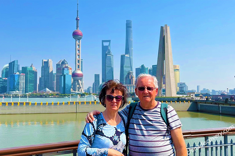 Antal's family enjoyed the scenery of Shanghai skyscrapers in March 2024