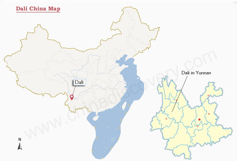 Dali Map: Dali China Map, Dali Yunnan Map, Dali Attraction Map