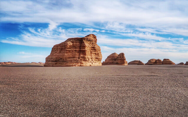 Yardang National Geopark in Bright Day of July