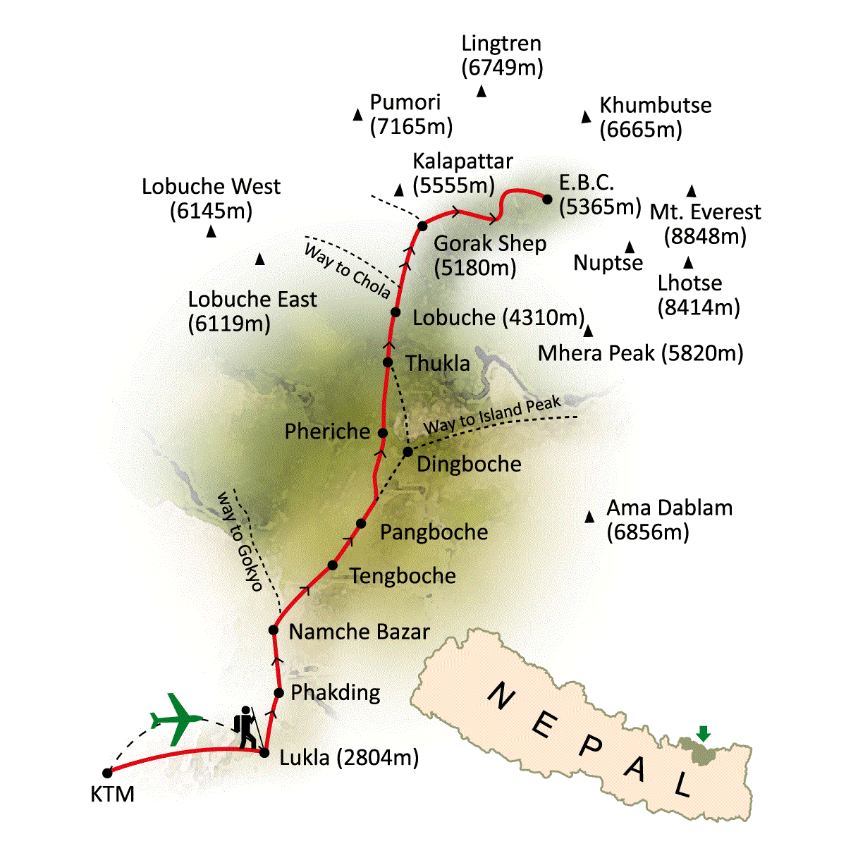 Mount Everest Maps, Map of Mount Everest Base Camp