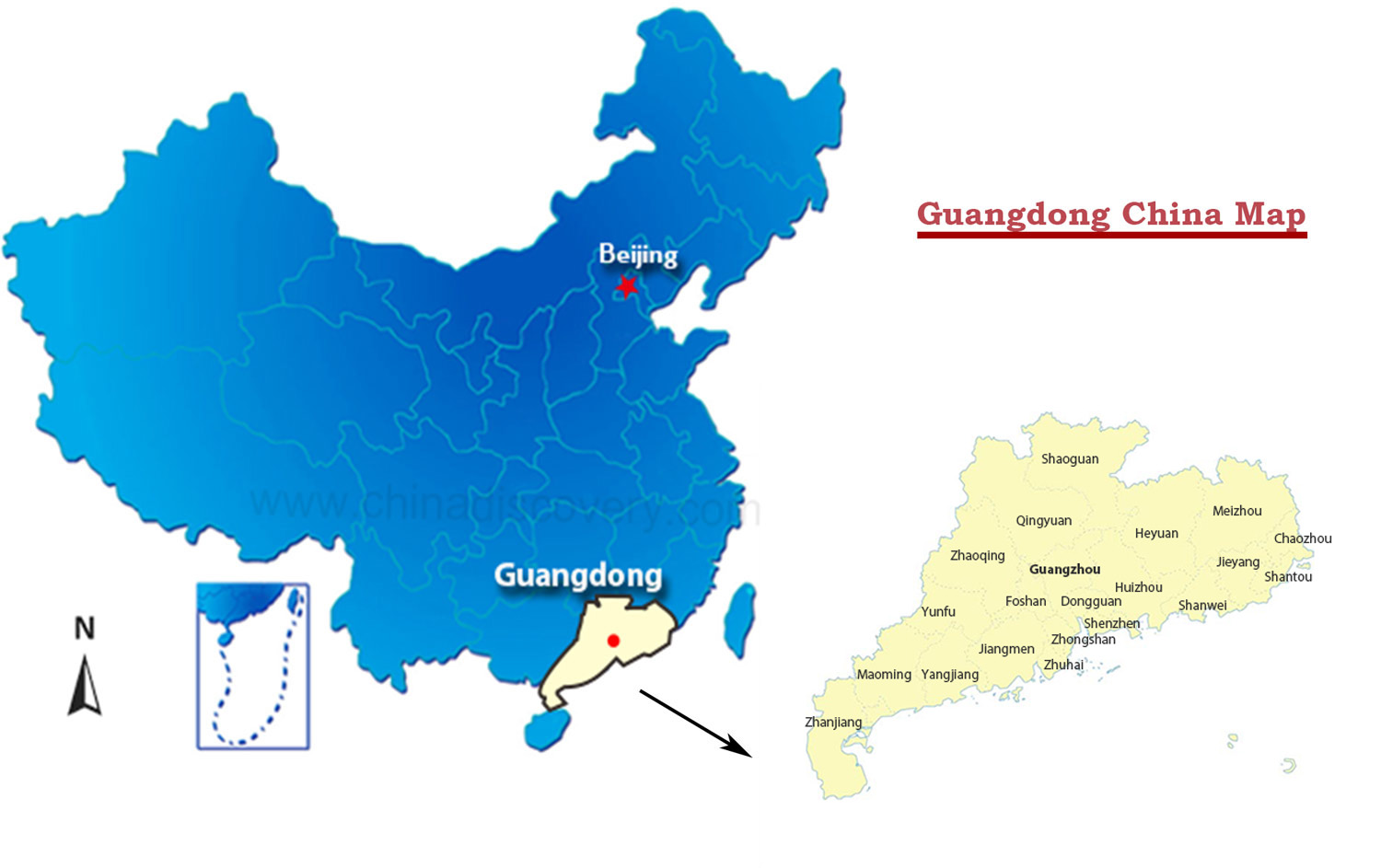 Guangdong China Map 1500 