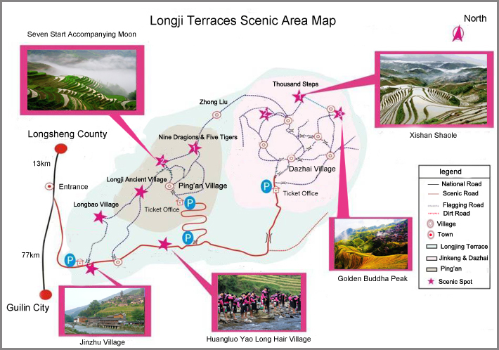 Guilin Longji Terrace Hiking Map