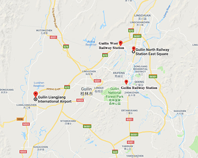 Guilin Airport and Train Stations Map