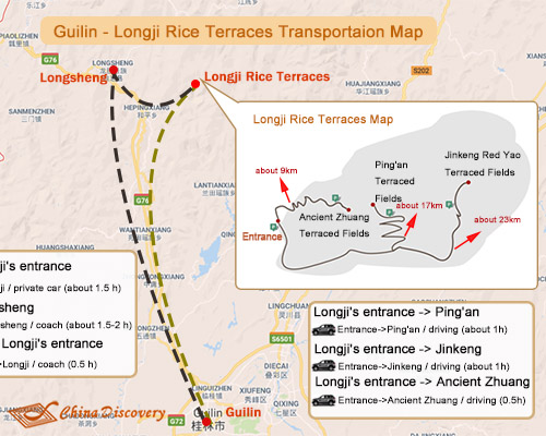 Guilin to Longsheng Map