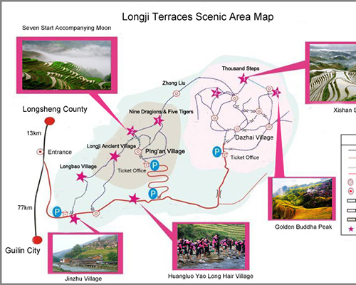 Longsheng Terraces Scenic Area Map