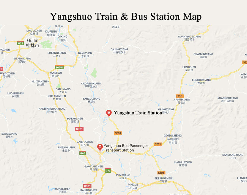 Yangshuo Bus & Train Station Map