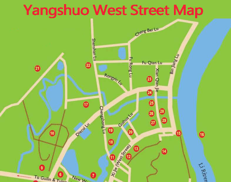 Yangshuo West Street Map