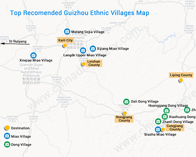 Guizhou Map Guizhou China Map Guizhou Tourist Map   Guizhou Ethnic Village Map 400 