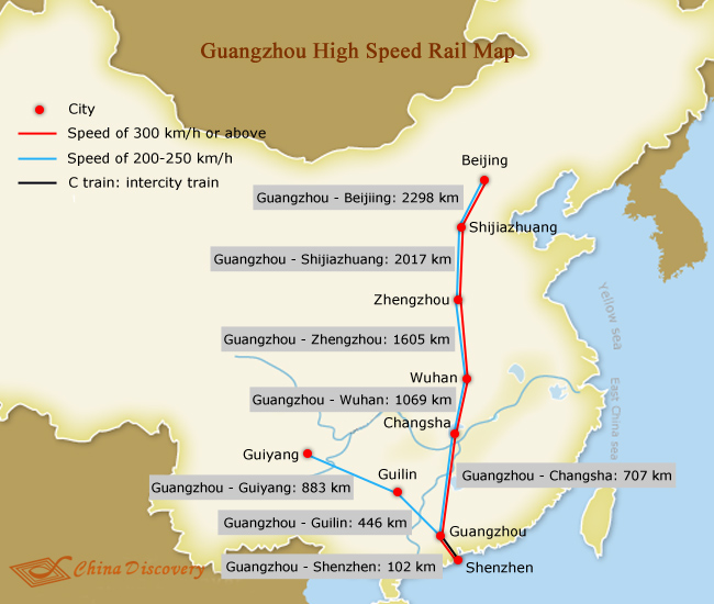 Схема скоростных поездов китая