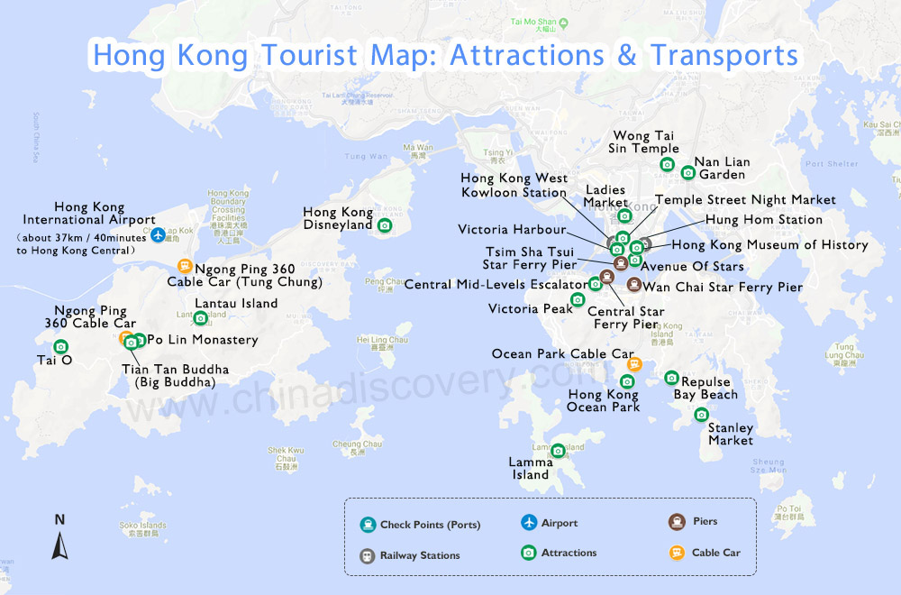 Hong Kong Tourist Map 1000 