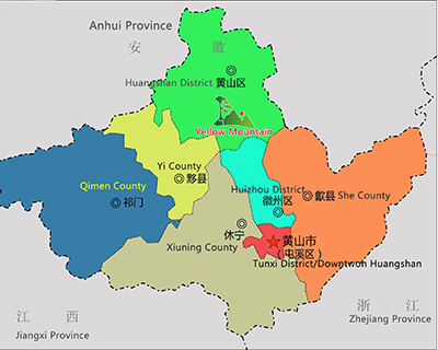 Huangshan Mountain Location Map