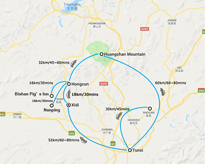 Huangshan Nearby Attractions Transportation Map