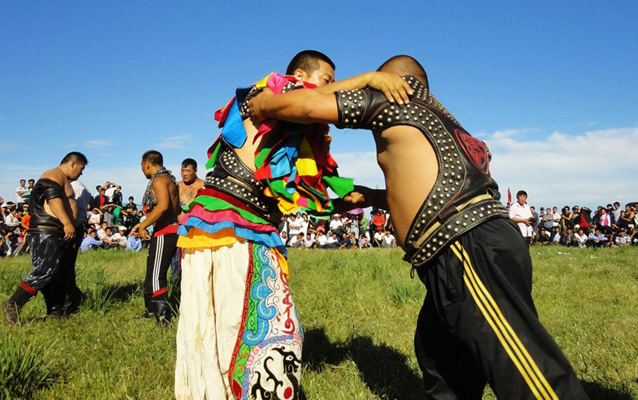 Wrestling on Grassland 