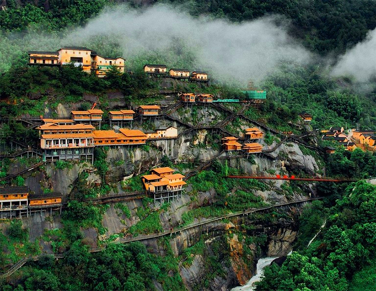 Cliffside houses of Wangxian Valley