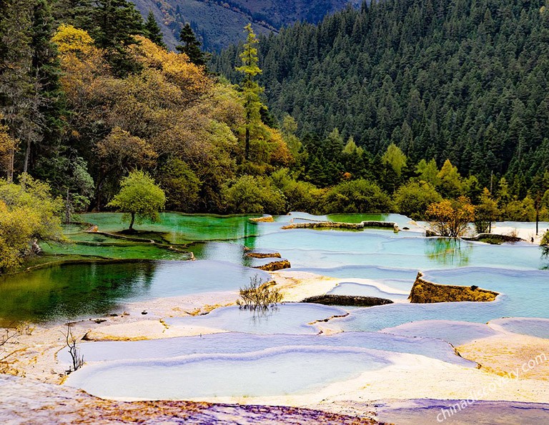 Huanglong Five-Color Ponds in Autumn