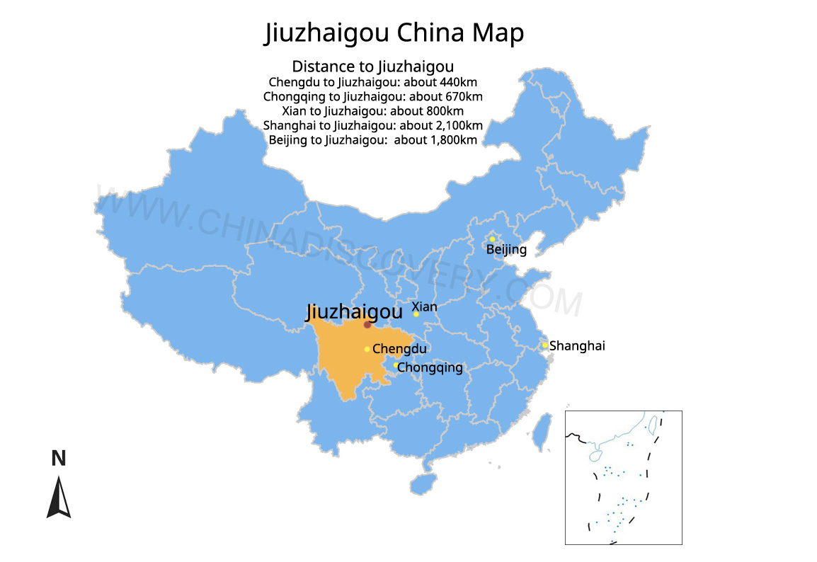 Jiuzhaigou China Map