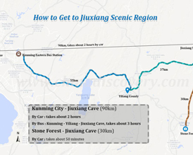 Kunming to Jiuxiang Cave Map