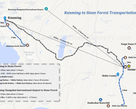 Kunming to Stone Forest Map