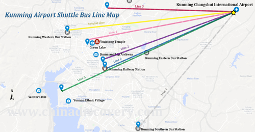 Kunming Airport Shuttle Bus Line Map