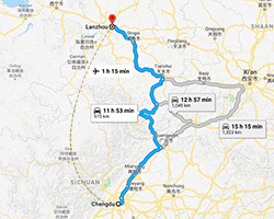 Chengdu to Lanzhou Transportation Map