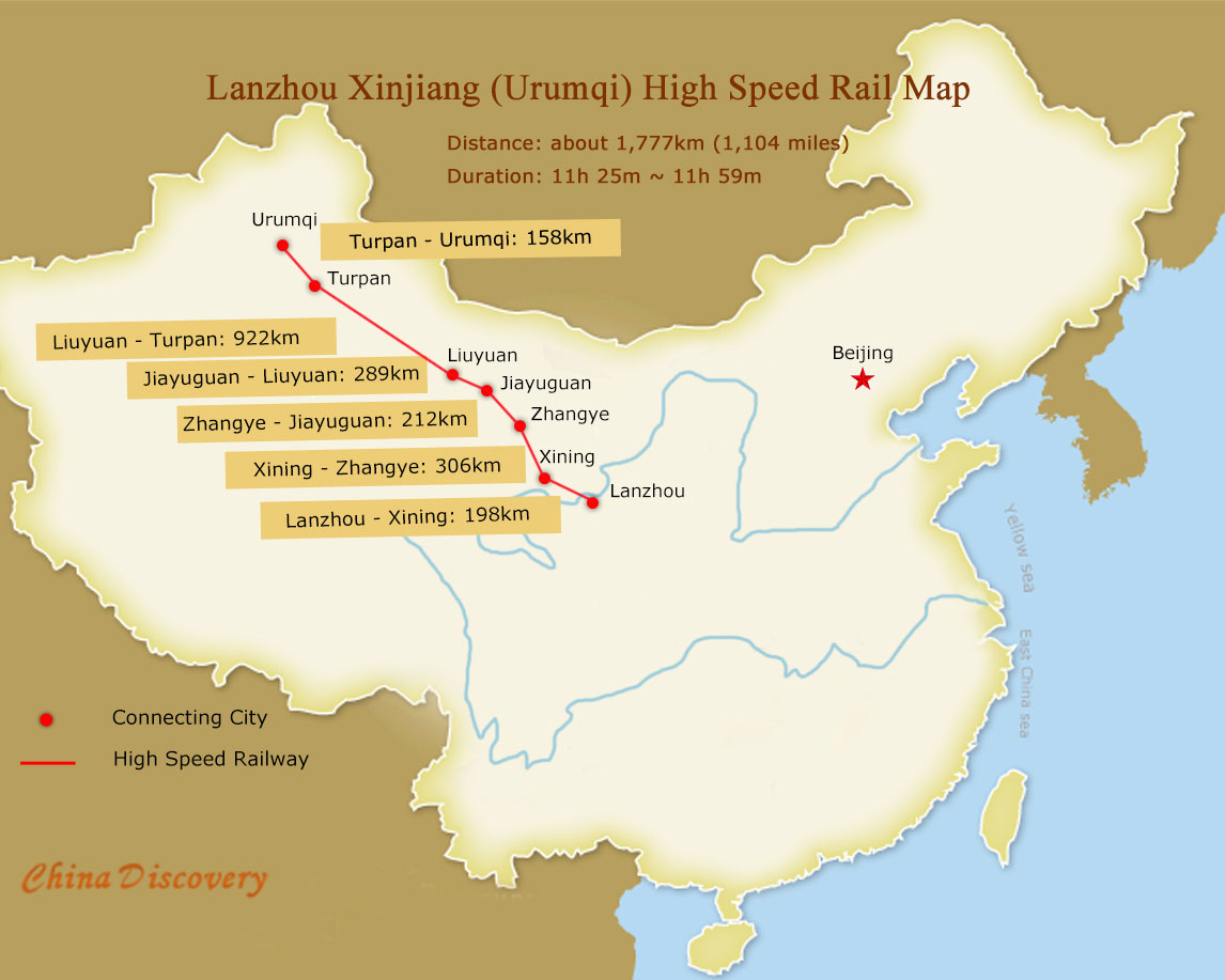 Lanzhou Maps Lanzhou China Map Lanzhou Tourist Map 2021 2022   Lanzhou Xinjiang High Speed Rail Map 250 