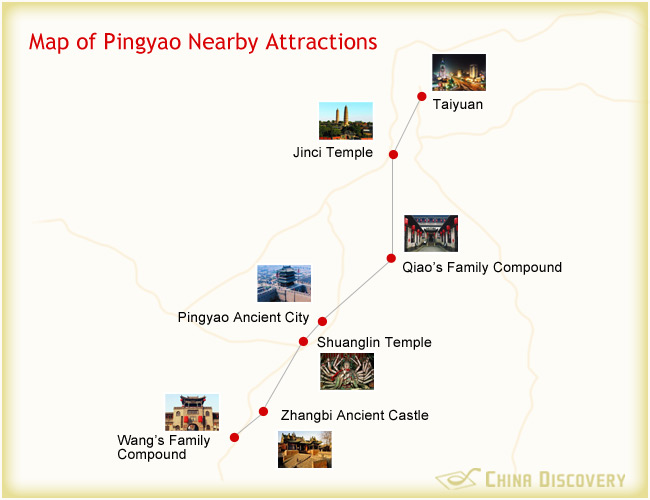 Map of Pingyao Nearby Attractions