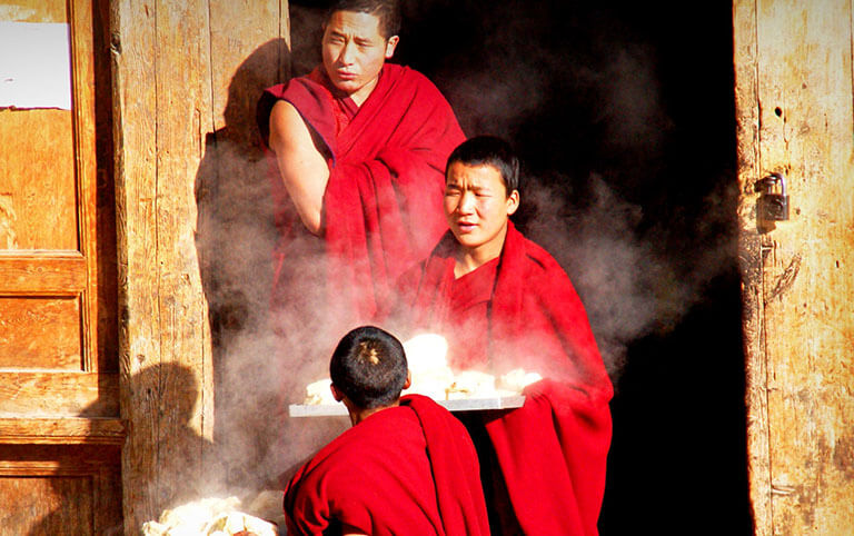 Tibetan monks' living in Longwu Monastery in Tongren