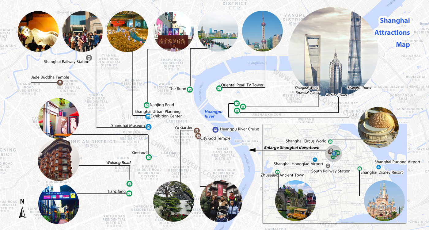 Shanghai Attractions map