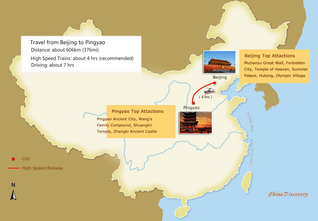 Beijing Pingyao Tours Pingyao Ancient City Tours From Beijing 2021 2022   Beijing Pingyao Transfer Map 