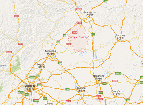Jianmen Pass Location Map