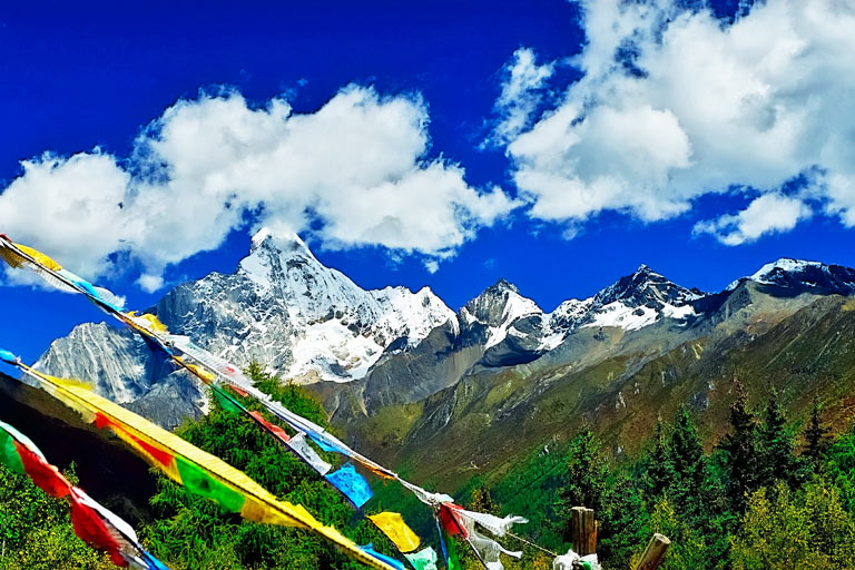 Mount Siguniang View from Haizi Valley