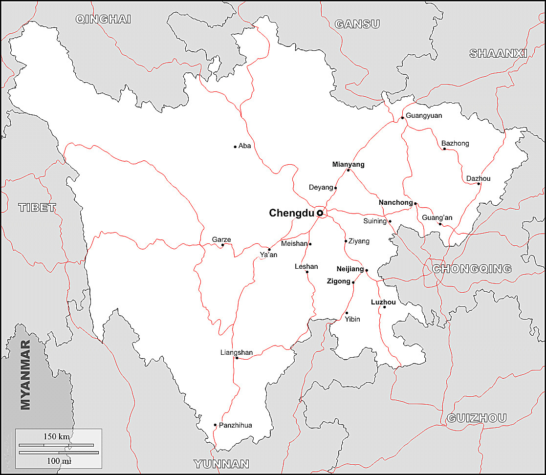 Карта китая сычуань