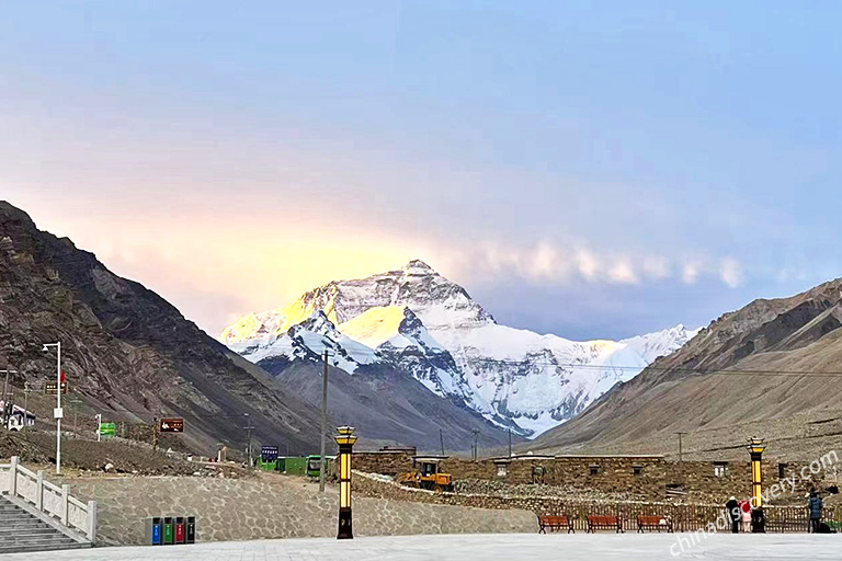Perfect View of Mt. Everest from Rongbuk Monastery