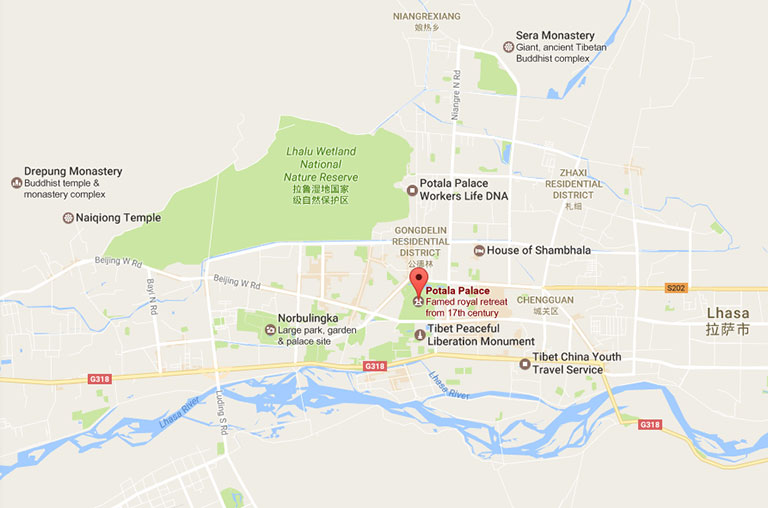 Potala Palace Location Map