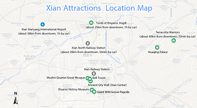 Xian attractions map