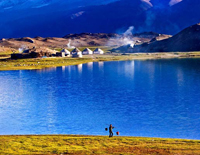 Tranquil Karakul Lake in October