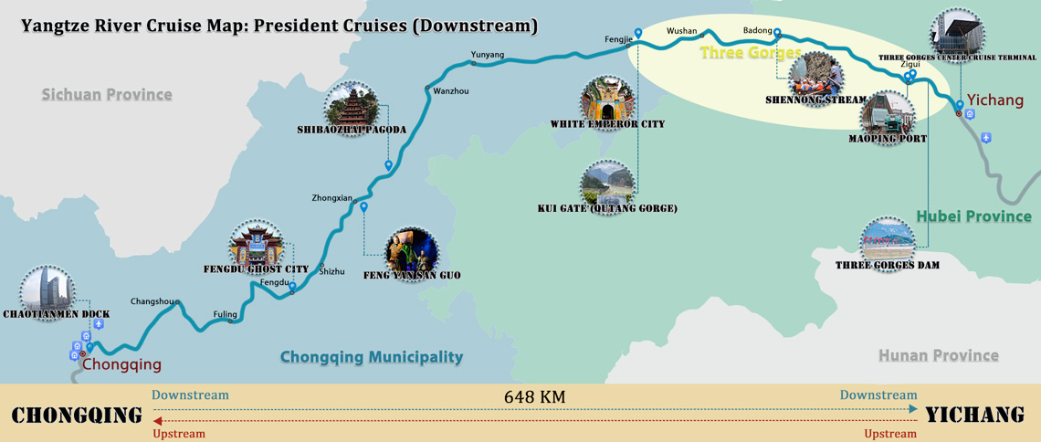 President No. 7 Cruise Downstream Itinerary Map