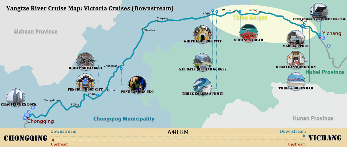 Victoria Katarina Cruise Downstream Itinerary Map
