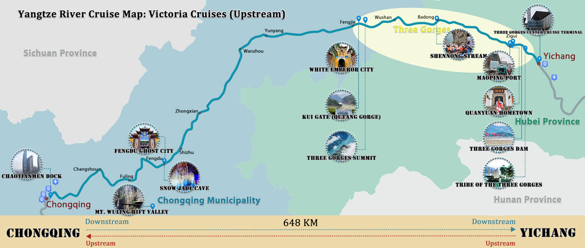 Victoria Katarina Cruise Upstream Itinerary Map