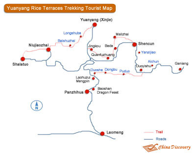 Hani Rice Terraces Trekking Map