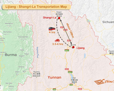 Lijiang to Shangri-La Map