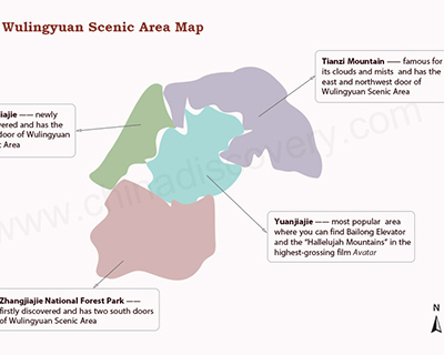 Map of Wulingyuan Scenic Area