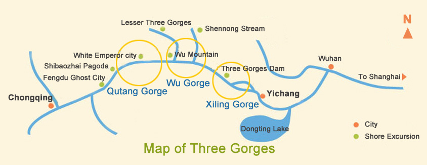 Map of Yangtze Three Gorges